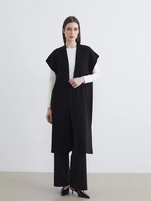 Lcw Modest Siyah Şal Yaka Oversize Kadın Triko Yelek