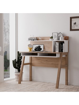 Mezza 1934 Desa 120 cm Mdf Profil Ayaklı Çalışma Masası Sepet-Beyaz