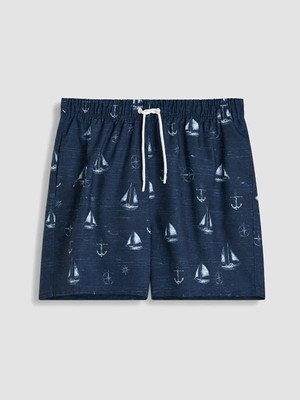 Lcw Swımwear Mavi Kısa Boy Desenli Erkek Deniz Şortu