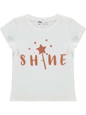 Civil Girls Shine Baskılı 2-5 Yaş Tişört  - Kırık Beyaz