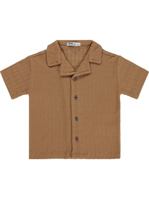 Civil Boys Kare Dokulu Tatil Yaka 2-5 Yaş Gömlek - Kahve