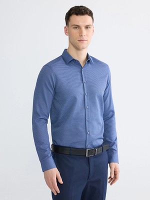 Lcw Busıness Lacivert Slim Fit Desenli Armürlü Erkek Gömlek