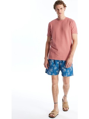 Lcw Swımwear Mavi Kısa Boy Desenli Erkek Deniz Şortu