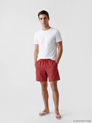 Lcw Swımwear Kırmızı Kısa Boy Erkek Deniz Şortu
