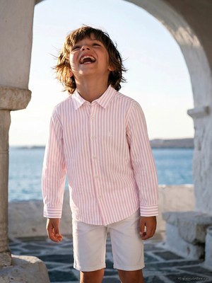 LC Waikiki Lcw Kids Pembe Çizgili Oxford Erkek Çocuk Gömlek
