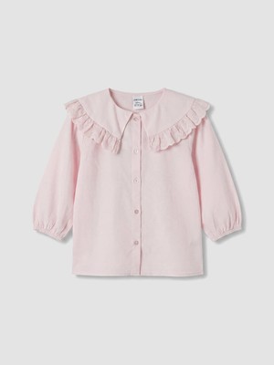 LC Waikiki Lcw Kids Pembe Fırfır Detaylı Bebe Yaka Kız Çocuk Gömlek