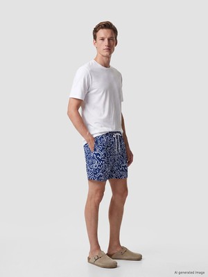 Lcw Swımwear Lacivert Kısa Boy Desenli Erkek Deniz Şortu