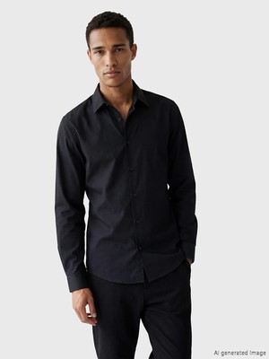 Lcw Vision Siyah Slim Fit Erkek Gömlek