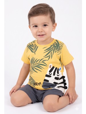Nazar Baby Erkek Bebek Zebra Baskılı Şort ve T-Shirt Yazlık Takım
