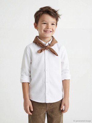 LC Waikiki Lcw Kids Beyaz Basic Uzun Kollu Erkek Çocuk Gömlek