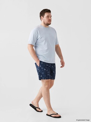 Lcw Swımwear Lacivert Kısa Boy Desenli Erkek Deniz Şortu