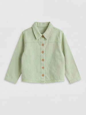 LC Waikiki Lcw Kids Yeşil Uzun Kollu Kız Çocuk Gömlek