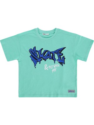 Civil Boys Skate Baskılı 6-9 Yaş Tişört - Yeşil