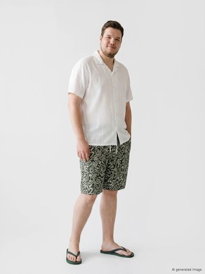 Lcw Swımwear Haki Kısa Boy Desenli Erkek Deniz Şortu
