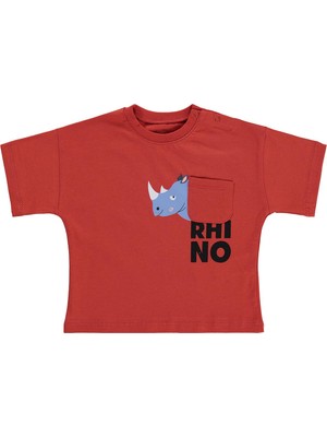 Civil Baby Rhino Baskılı 6-18 Ay Tişört - Turuncu