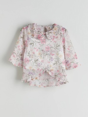 LC Waikiki Lcw Kids Pembe Bebe Yaka Çiçekli Kız Çocuk Bluz