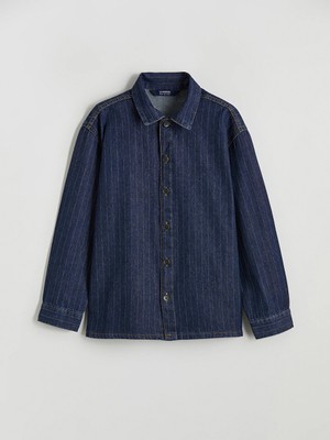 LC Waikiki Lcw Kids Siyah Çizgili Erkek Çocuk Jean Gömlek