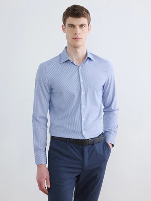 Lcw Busıness Lacivert Slim Fit Çizgili Erkek Gömlek