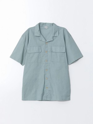 LC Waikiki Lcw Kids Mavi Keten Karışımlı Erkek Çocuk Gömlek