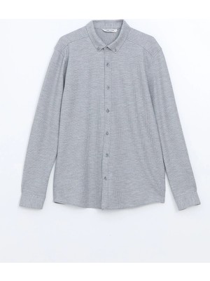 Lcw Vision Gri Slim Fit Uzun Kollu Erkek Dokulu Gömlek