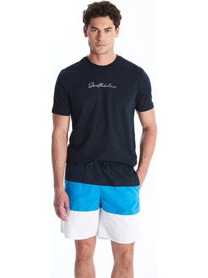 Lcw Swımwear Lacivert Kısa Boy Renk Bloklu Erkek Deniz Şortu