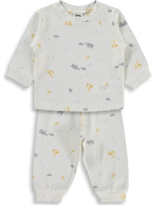 Civil Baby Zürafalı ve Filli 6-18 Ay Pijama Takımı - Ekru