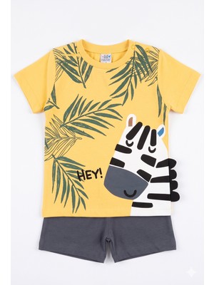 Nazar Baby Erkek Bebek Zebra Baskılı Şort ve T-Shirt Yazlık Takım