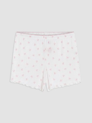 Lcw Young Ekru Fiyonk Desenli Kadın Şort Pijama Altı