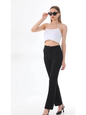 Ded Collection Kadın Likralı Düğmeli Pantolon