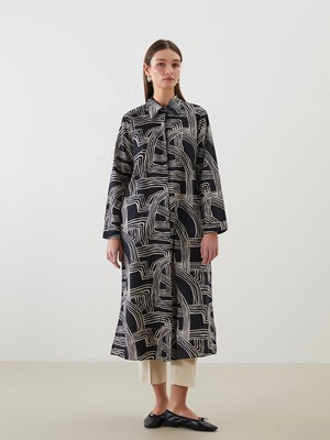 Lcw Modest Siyah Desenli Kadın Gömlek Tunik