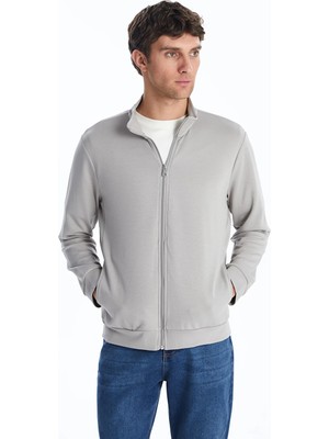 LC Waikiki Lcwaıkıkı Basic Gri Dik Yaka Uzun Kollu Erkek Fermuarlı Sweatshirt
