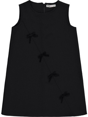 Civil Girls Fiyonklu 6-9 Yaş Elbise - Siyah
