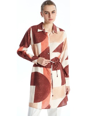 LC Waikiki Lcwaıkıkı Classic Turuncu Desenli Kadın Gömlek Tunik