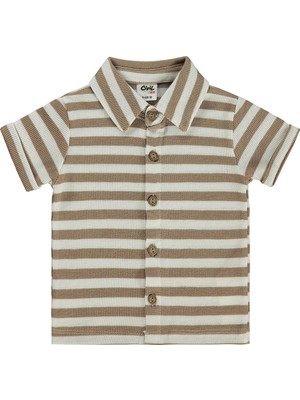 Civil Baby Çizgili 6-18 Ay Gömlek - Kahverengi