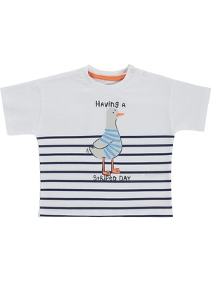 Civil Baby Martı Baskılı 3-12 Ay Tişört - Beyaz