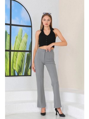 Ded Collection Kadın Likralı Düğmeli Pantolon