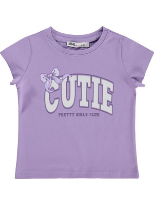Civil Girls Cutıe Baskılı 2-5 Yaş Tişört  - Lila