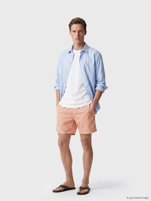 Lcw Swımwear Pembe Kısa Boy Çizgili Erkek Deniz Şortu