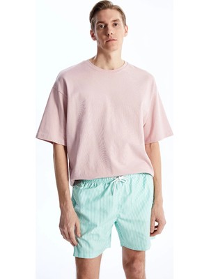 Lcw Swımwear Yeşil Kısa Boy Çizgili Erkek Deniz Şortu