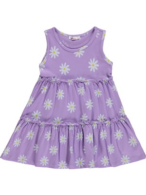 Civil Girls Papatya Desenli 2-5 Yaş Elbise - Lila