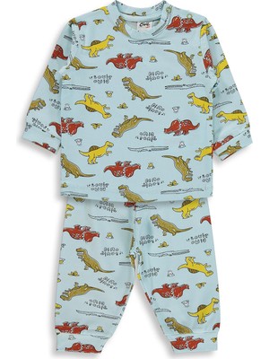 Civil Baby Dino Yazılı 6-18 Ay Pijama Takımı - Mavi