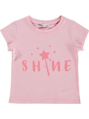 Civil Girls Shine Baskılı 2-5 Yaş Tişört  - Pembe
