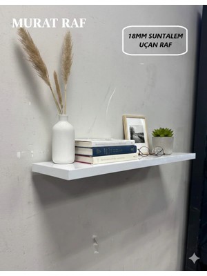 Murat Raf Beyaz Tekli Duvar Rafı 15*50 cm 18MM Suntalam Malzeme ile Dekoratif Kullanım