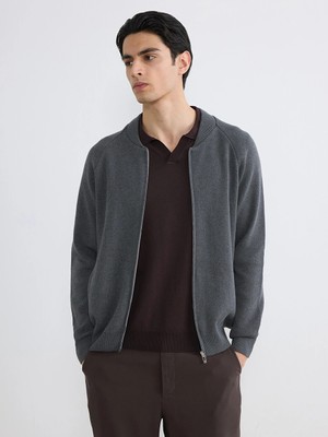 Lcw Vision Antrasit Standart Kalıp Kolej Yaka Erkek Triko Hırka