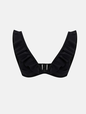 Lcw Dream Siyah Uv Korumalı Fırfır Detaylı Kadın Bikini Üst