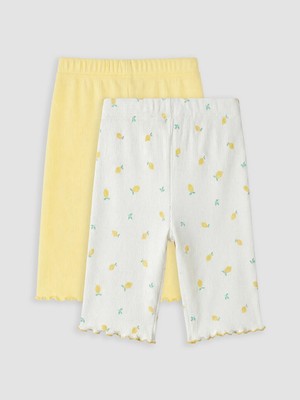 LC Waikiki Lcw Kids Sarı Fitilli Kız Çocuk Tayt 2'li