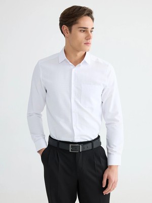 Lcw Busıness Beyaz Regular Fit Armürlü Erkek Basic Gömlek