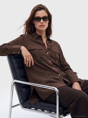 Lcw Modest Kahverengi Modal Karışımlı Kadın Gömlek Tunik