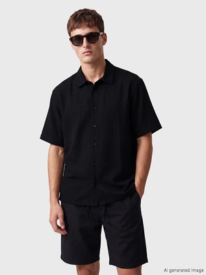 Lcw Vision Siyah Regular Fit Armürlü Erkek Gömlek
