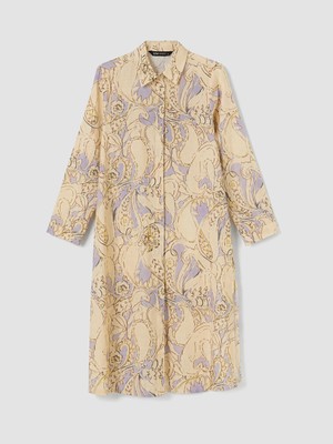 Lcw Modest Ekru Desenli Poplin Kadın Gömlek Tunik